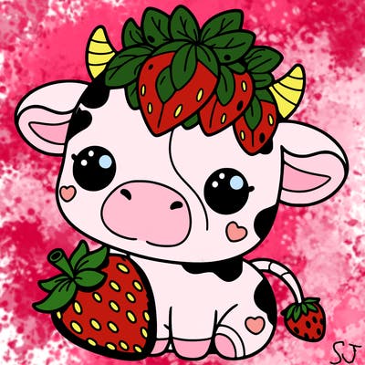 cute strawberry cow