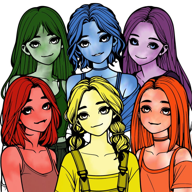 a group of girls realistic