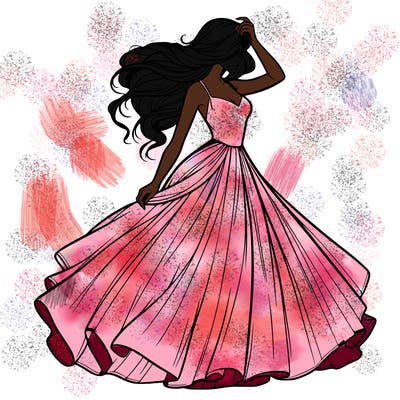 realistic woman with dress flowing in the wind