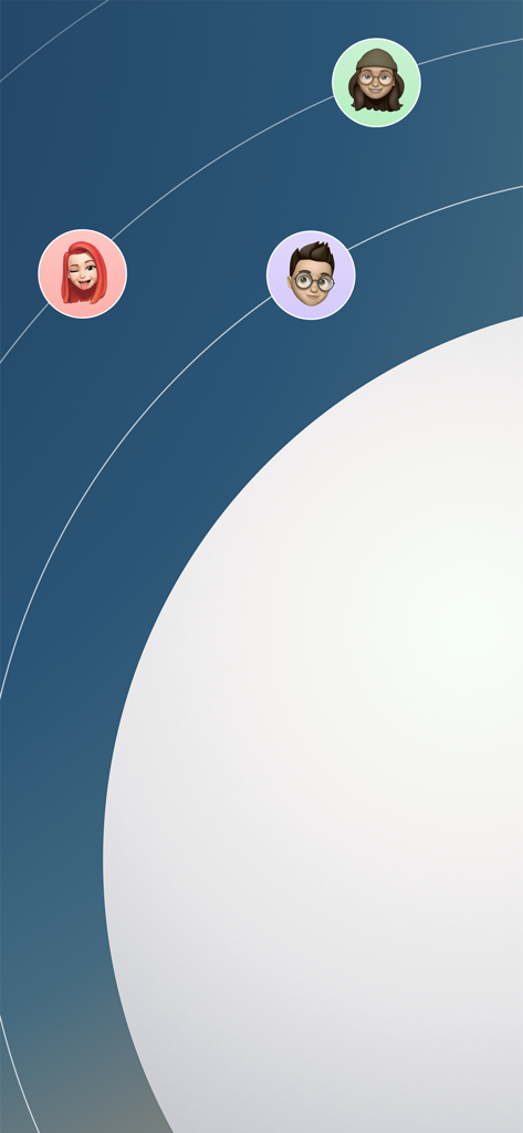 The Breathing App: Calm Daily - Minimalist UI of The Breathing App featuring three character avatars on a clean blue background with curved lines.