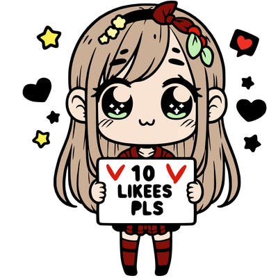 cute girl holding a sign saying 10 likes pls