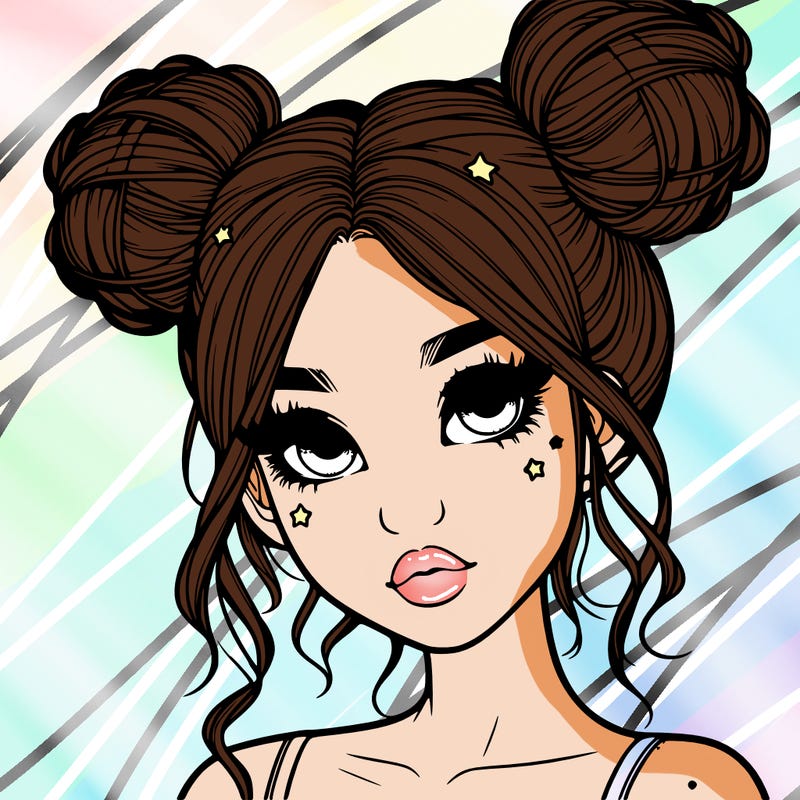 realistic girl with space buns