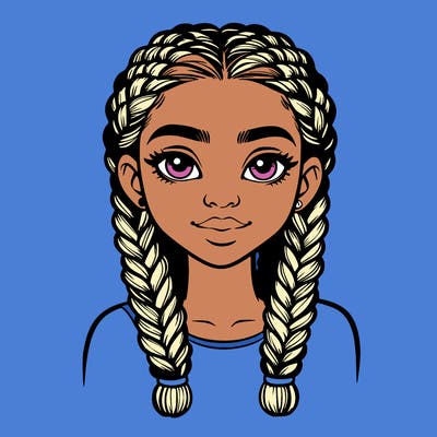 realistic girl with braids