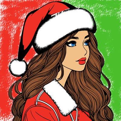 realistic girl in santa hat