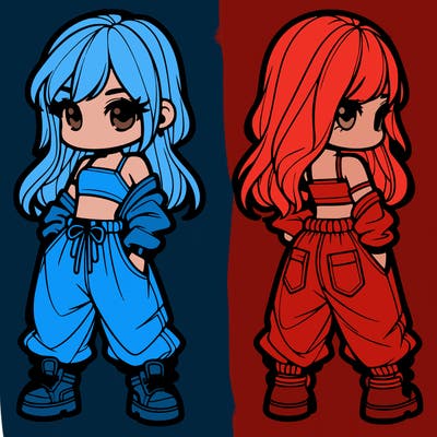 girl in crop top and baggy pants