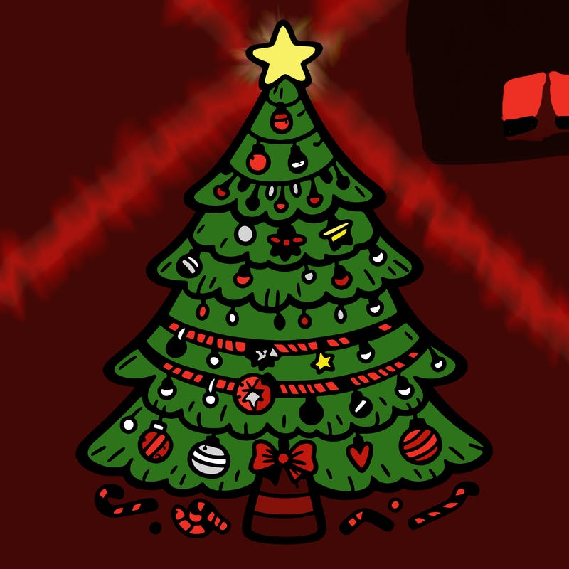 christmas tree with lots of details
