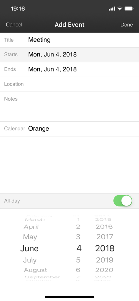 Twincle - Twincle app interface for adding a new event to the monthly planner