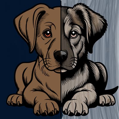 realistic dog split picture