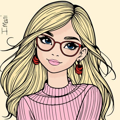 realistic girl with glasses
