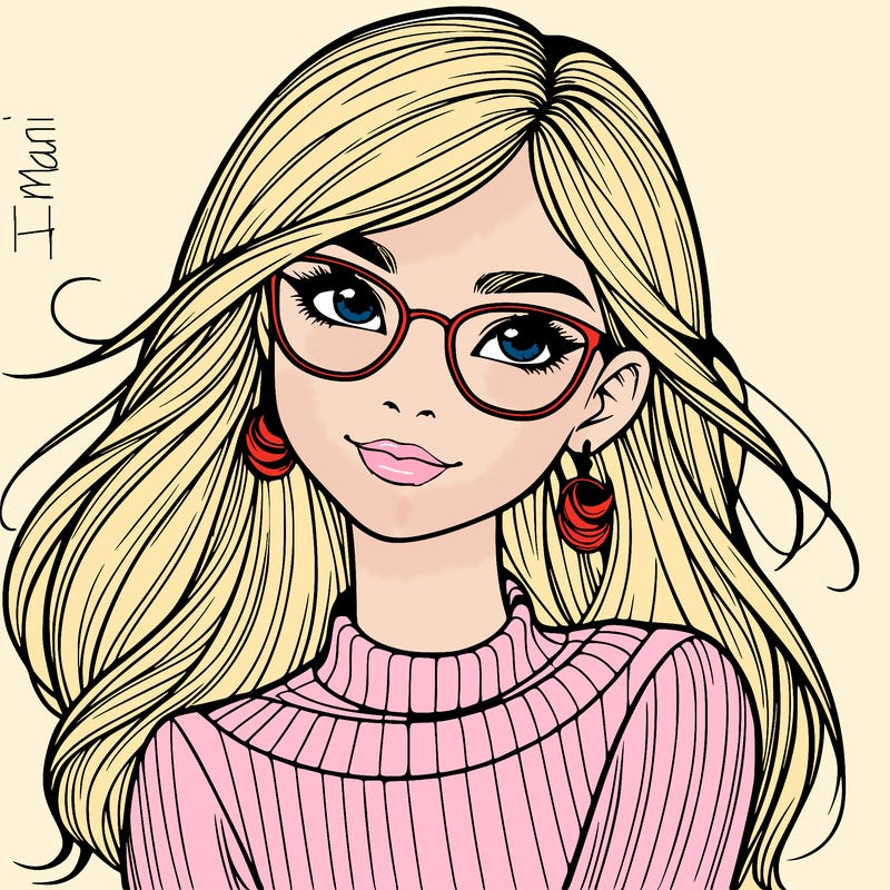 realistic girl with glasses