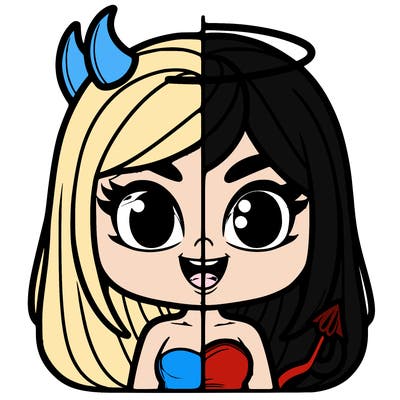 two sides of a girl half devil half angel