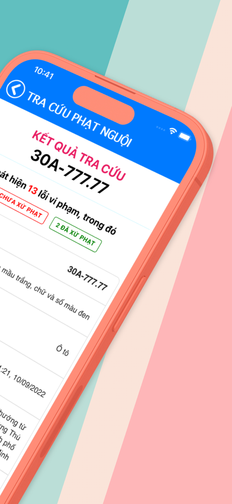 Tra phạt nguội xe toàn quốc - Screenshot of the search results for a Vietnamese license plate showing traffic violations