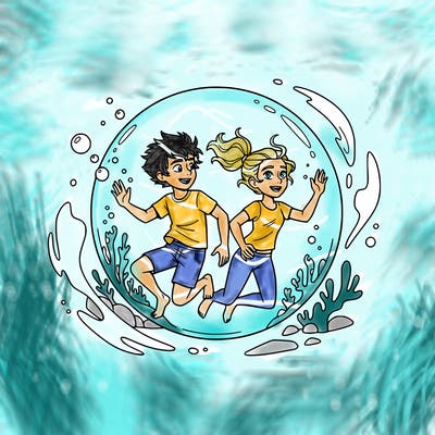 percy jackson and annabeth chase in the bubble underwater