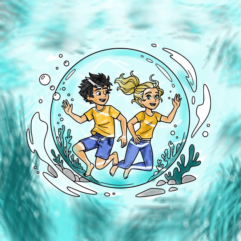 percy jackson and annabeth chase in the bubble underwater