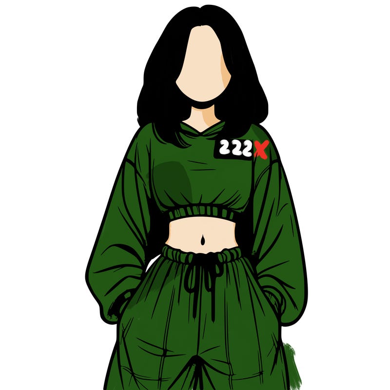 realistic girl faceless with baggy pants and a crop top