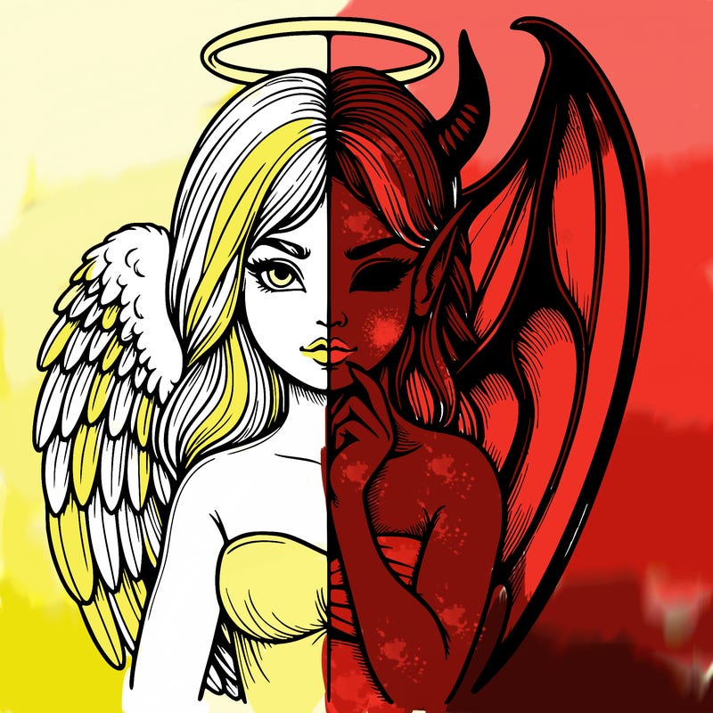 realistic angel half demon