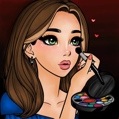 realistic girl doing makeup