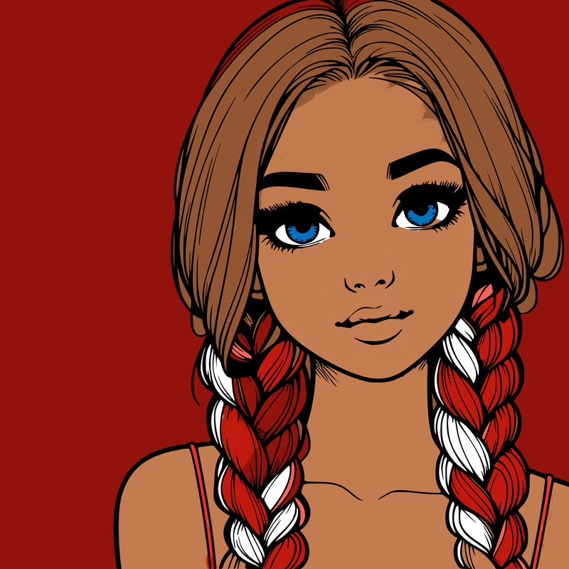 realistic girl with braids