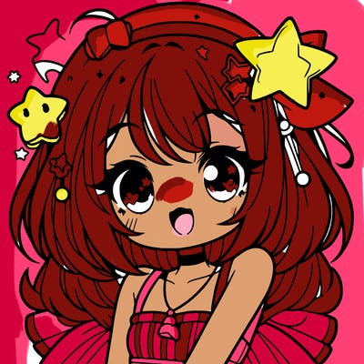 cute anime girl with star accessories