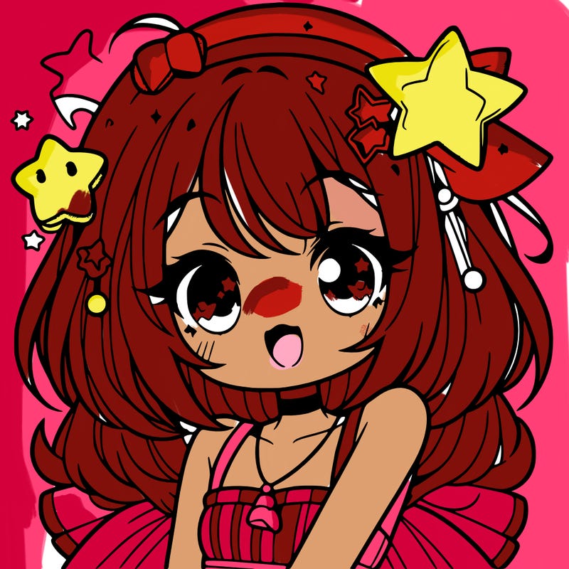 cute anime girl with star accessories