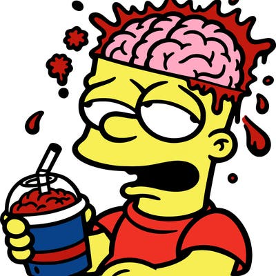 bart with a slushy and brain freeze