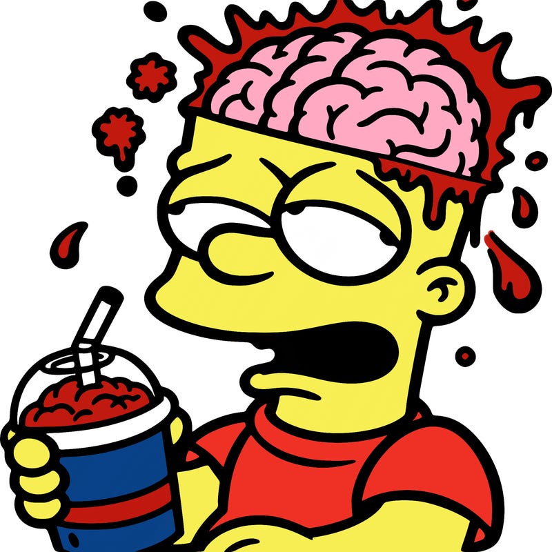 bart with a slushy and brain freeze
