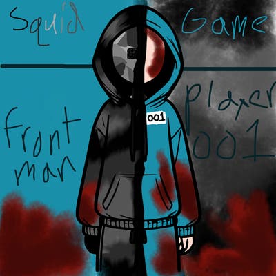 faceless girl in a tracksuit with a hood on and no hair