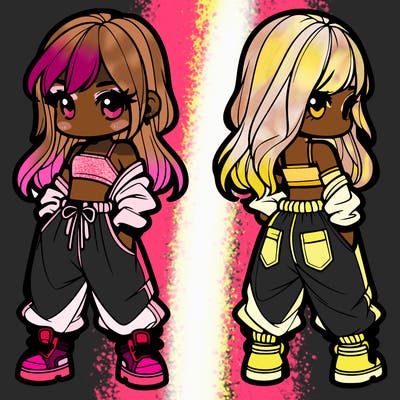 girl in crop top and baggy pants