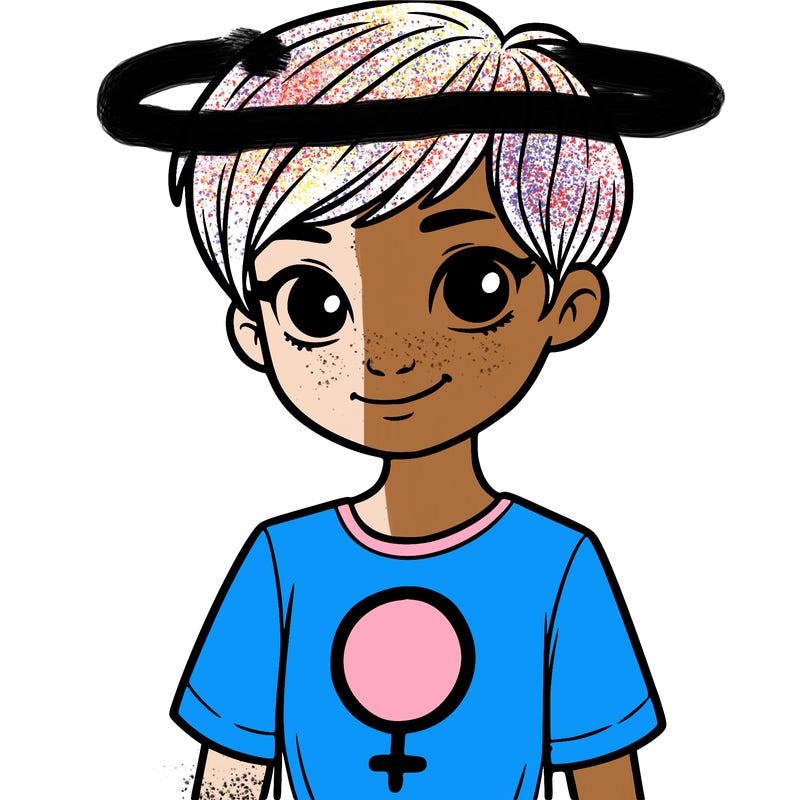 girl with pixie cut and feminist shirt