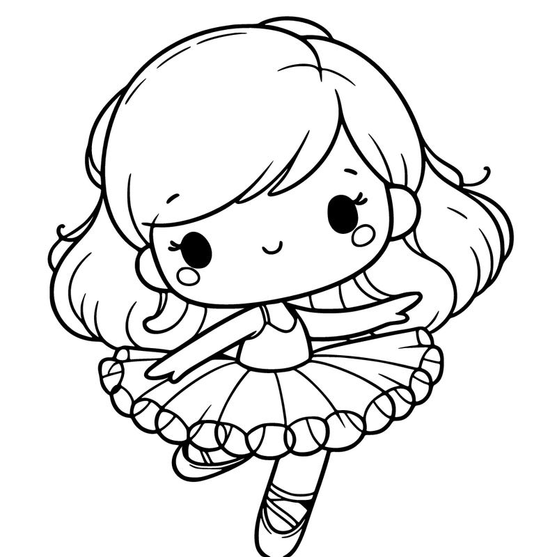 a girl dancing in a tutu and ballet slippers cartoon style