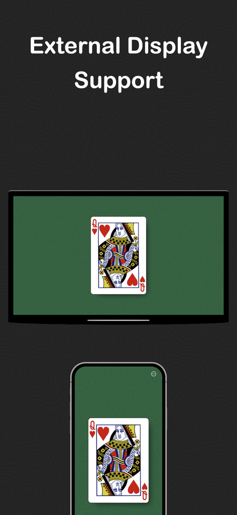 Magic Ace - Magic Ace app demonstrating external display support by mirroring a playing card from an iPhone to a TV screen