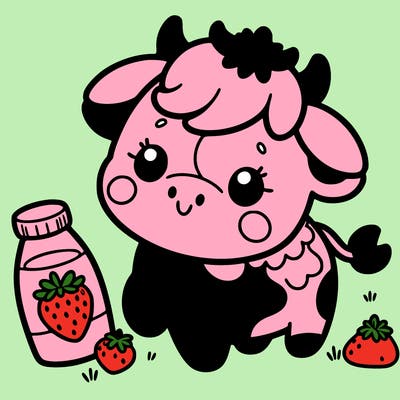 cute strawberry milk cow