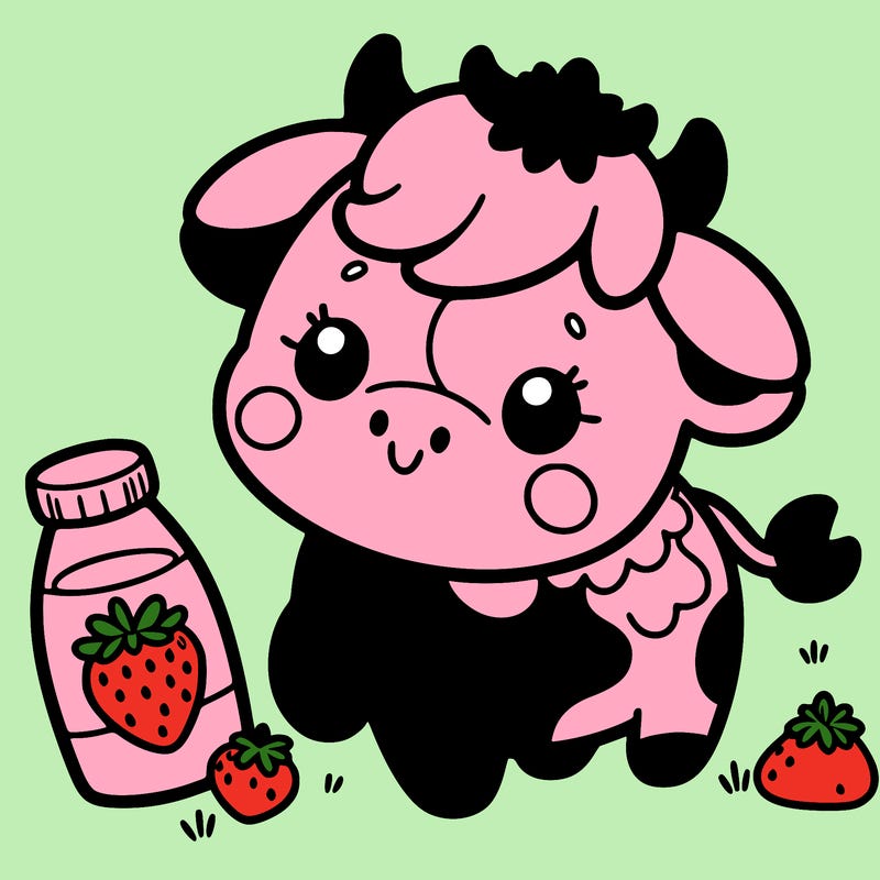 cute strawberry milk cow