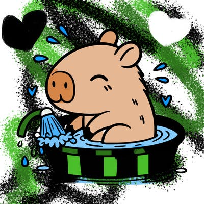 capybara taking a bath