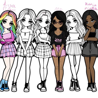 a group of girls realistic