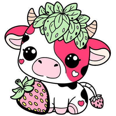 cute strawberry cow