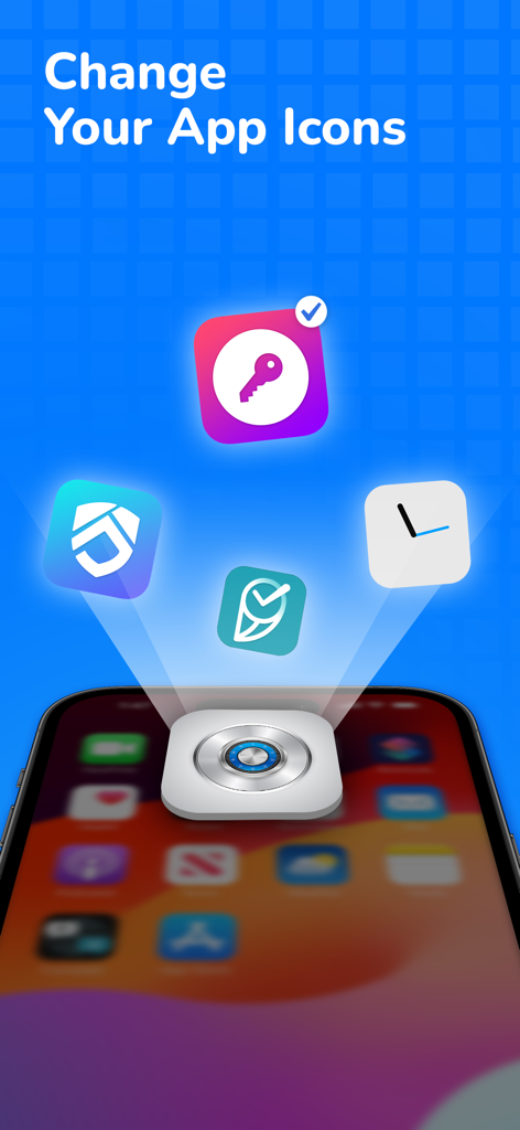 Locksy: Photo Vault & Lock - Locksy app interface showing various customizable app icon options for enhanced home screen privacy.