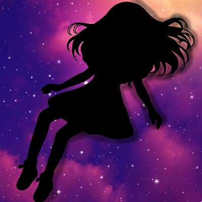 realistic girl floating