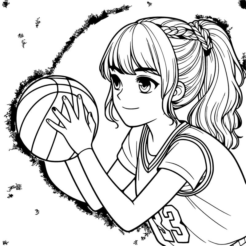 realistic girl playing basketball