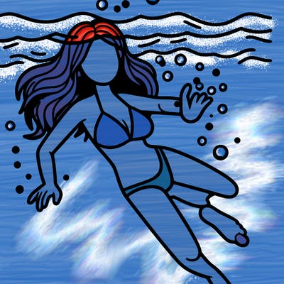woman drowning underwater
