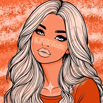 realistic girl with hair on her hair and lips