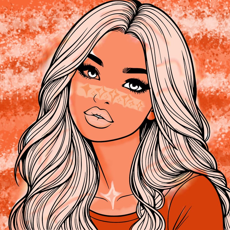 realistic girl with hair on her hair and lips