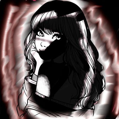 realistic girl with bangs looking over her shoulder