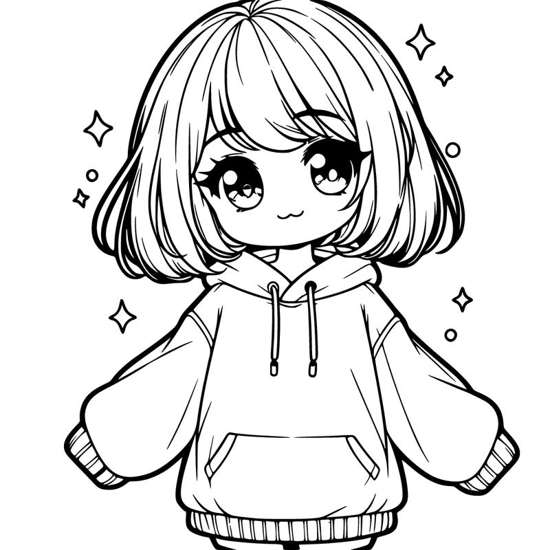 cute girl in oversized sweatshirt realistic