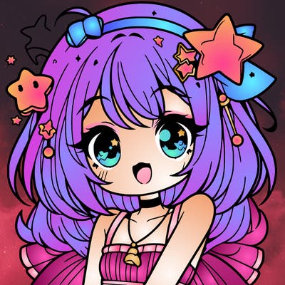 cute anime girl with star accessories