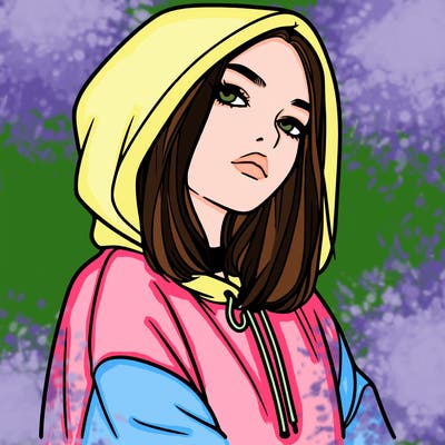 a realistic girl in a hoodie