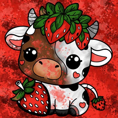 cute strawberry cow
