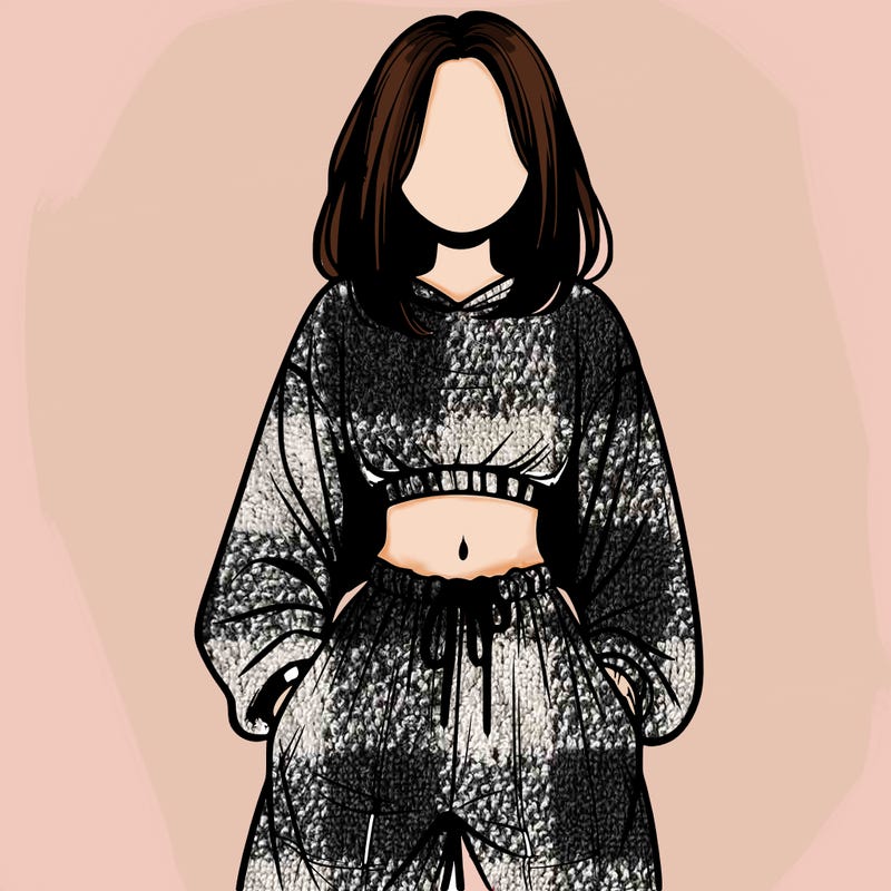 realistic girl faceless with baggy pants and a crop top