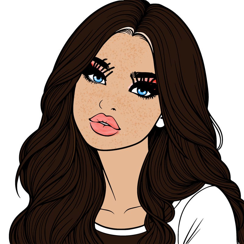 realistic girl with hair on her hair and lips