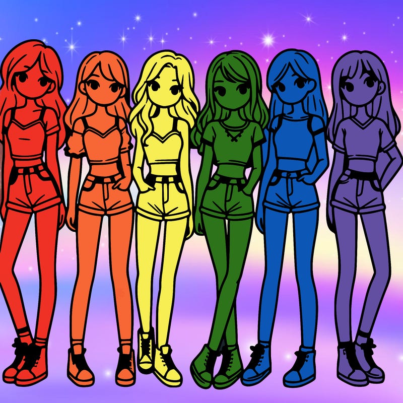 a group of girls wearing crop tops and shorts